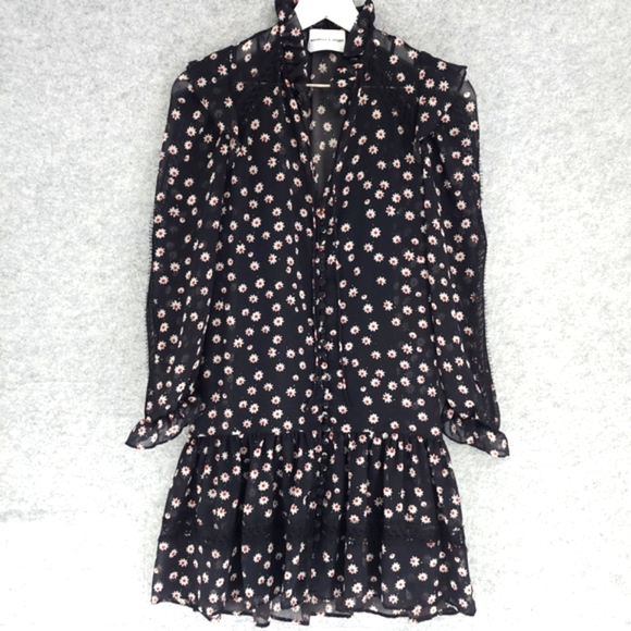 Kooples x Sport Long Sleeve Mini Floral Black Dress - Picture 1 of 9